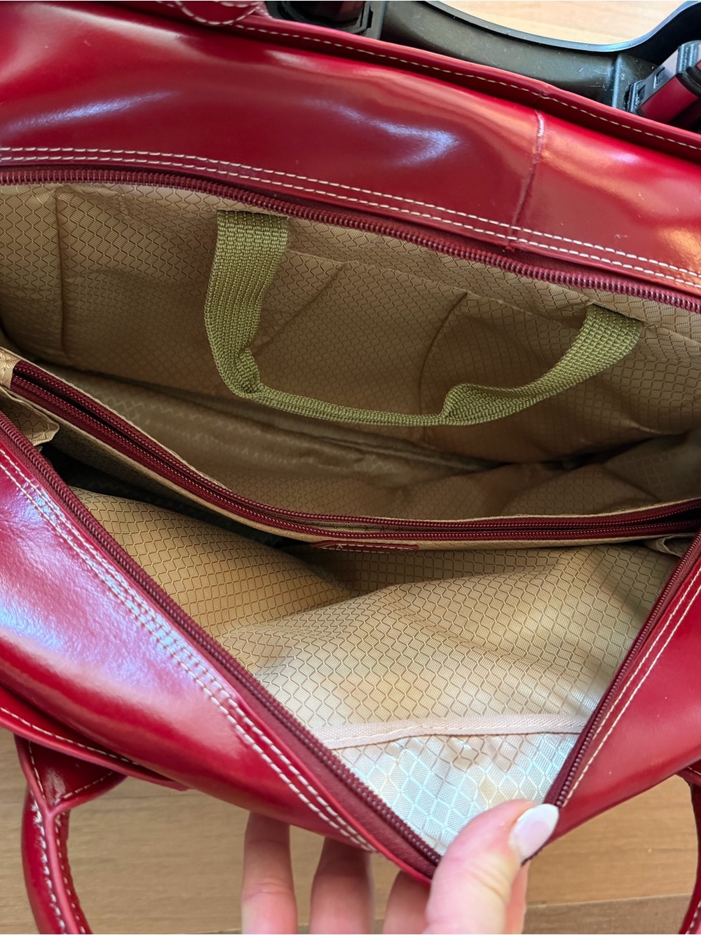 Mc Klein Roseville Red Leather detach able wheeled briefcase bag - Picture 8 of 15